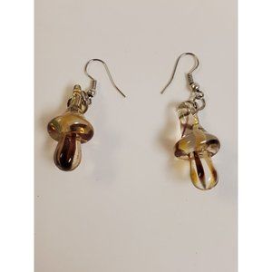 Transparent Amber Glass Droplet Earrings 2" Length
